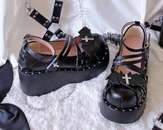 Devil’s cry mary janes - bat - wing - bats - buckle shoes - devil