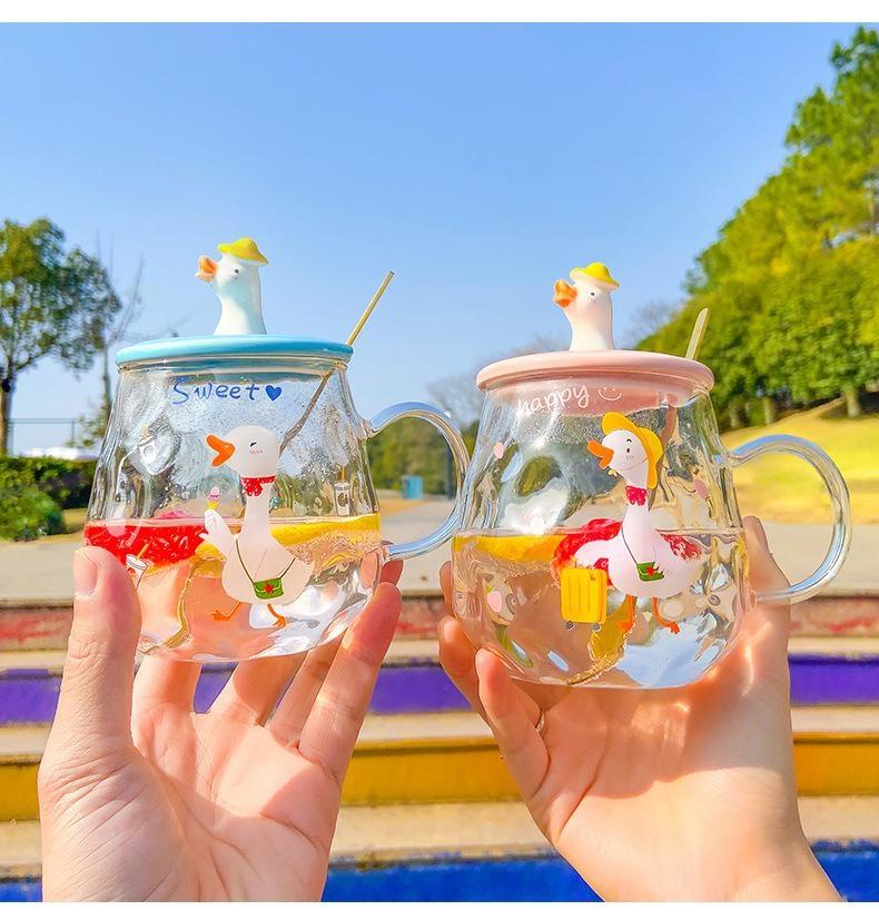 Duck Goose Mug With Lid - bottles, cups, duck, ducks, ducky