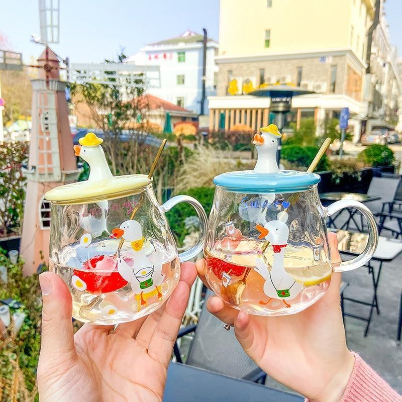 Duck Goose Mug With Lid - bottles, cups, duck, ducks, ducky