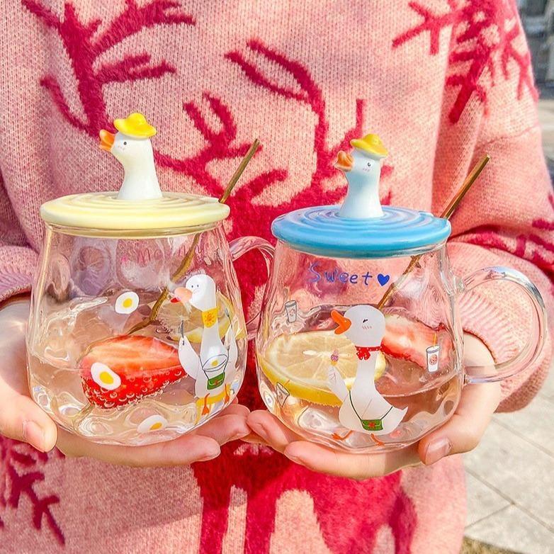 Duck Goose Mug With Lid - bottles, cups, duck, ducks, ducky