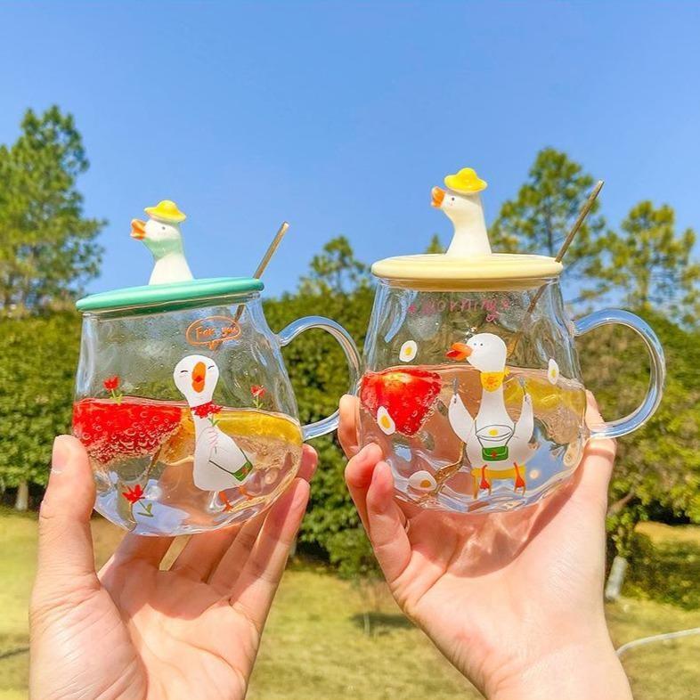 Duck Goose Mug With Lid - bottles, cups, duck, ducks, ducky