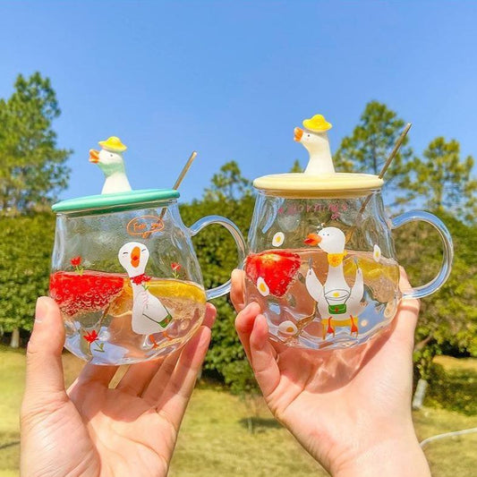 Duck Goose Mug With Lid - bottles, cups, duck, ducks, ducky