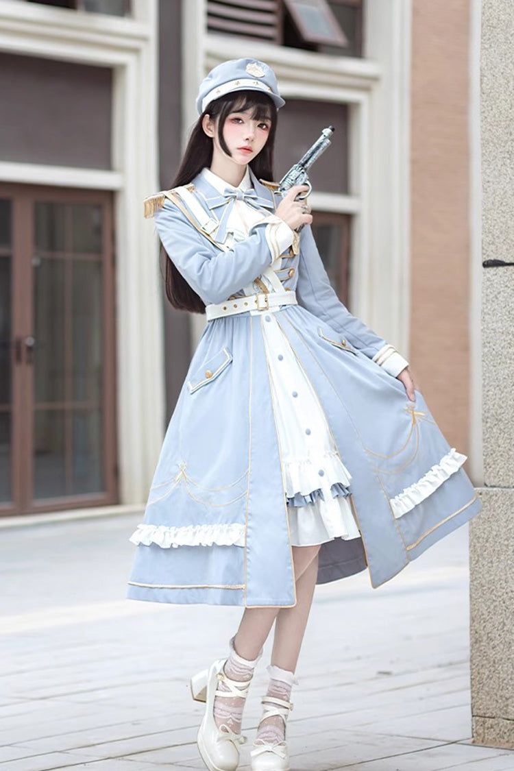 Azure Star Ocean Fantasy Cardigan Bowknot Military Elegant Lolita Dress