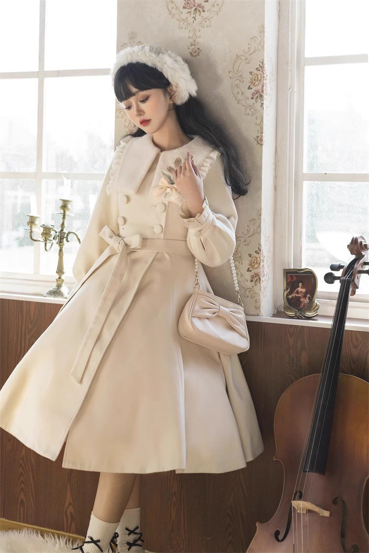 Slim Sweet Lolita Coat with Tulip Puff Sleeves and Embroidery