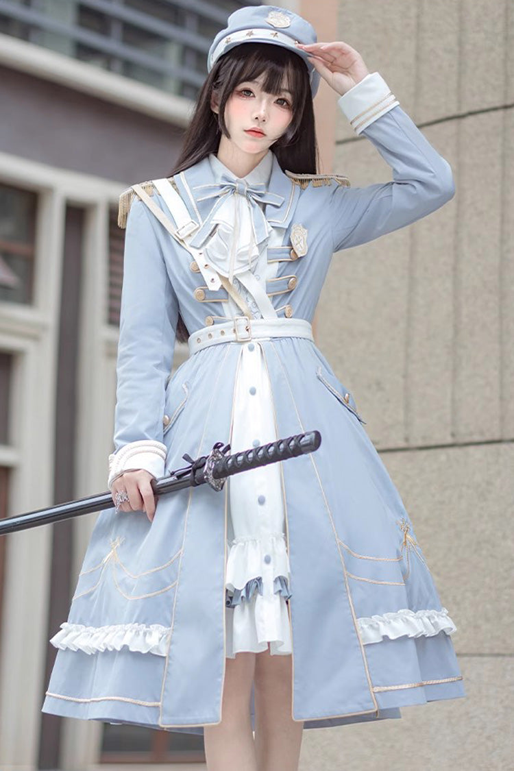 Azure Star Ocean Fantasy Cardigan Bowknot Military Elegant Lolita Dress