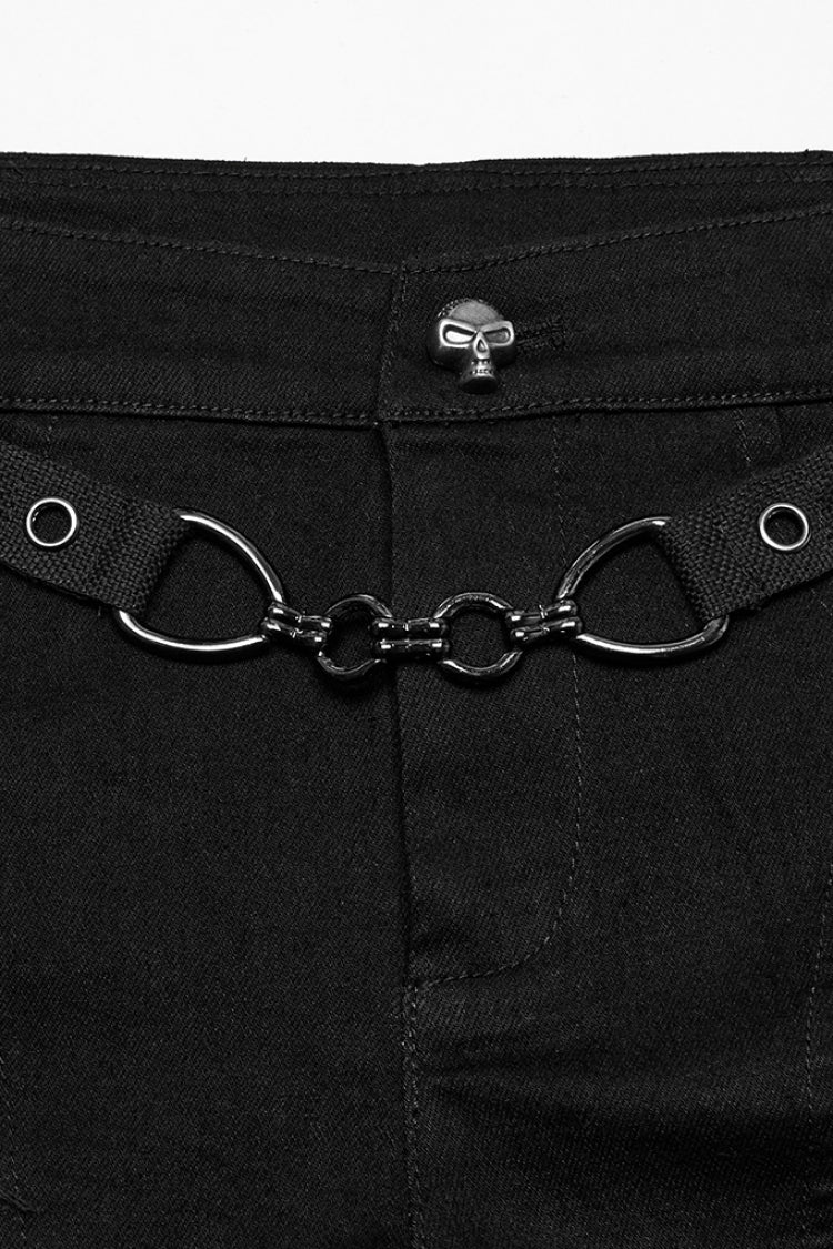 Punk Shorts with Studs and Ripped Details