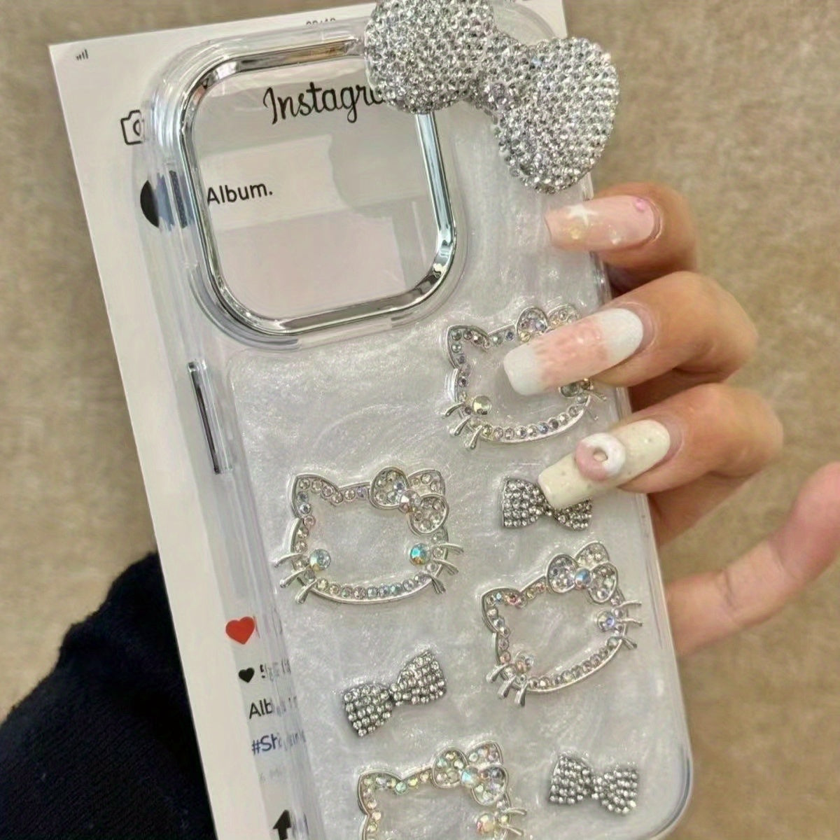 Kawaii White Kitty Electroplated Protective Case
