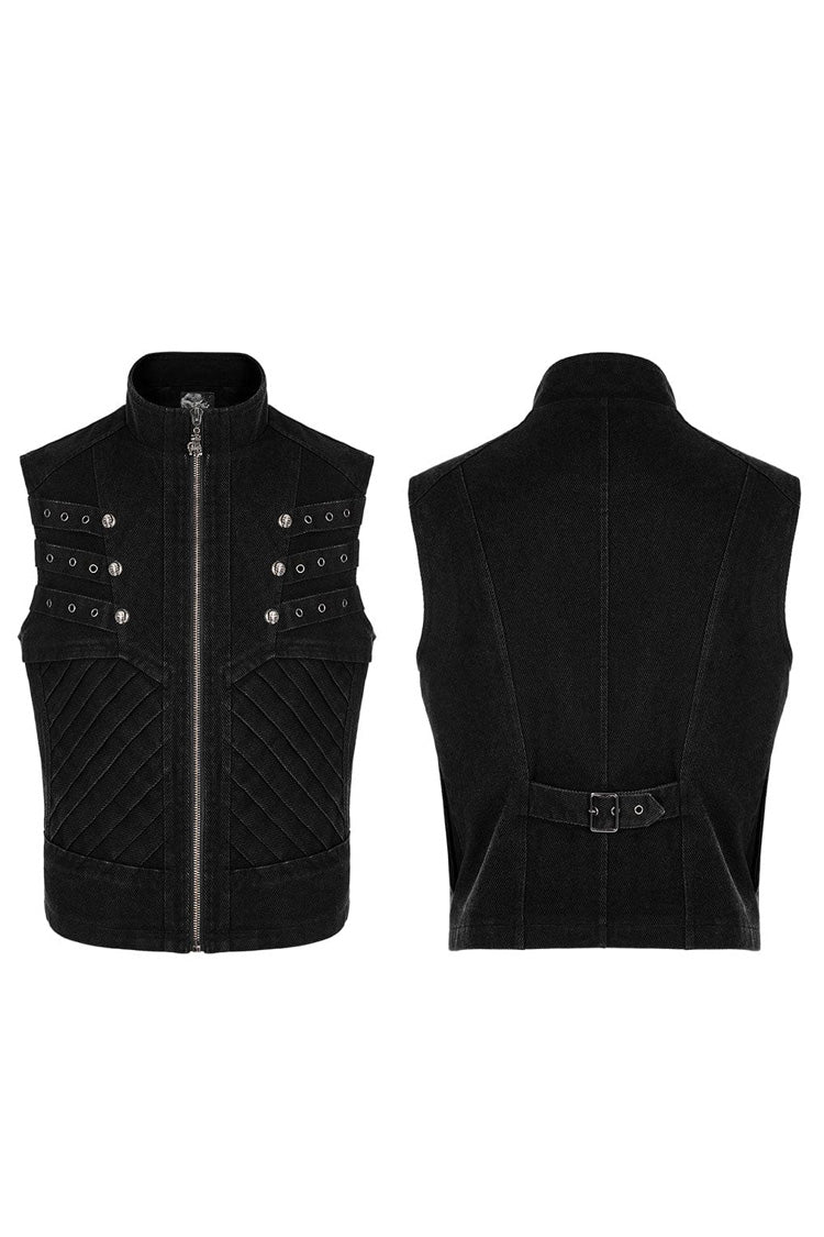 Steampunk Skeleton Claw Zip Vest with Stand Collar and Sleeveless Design