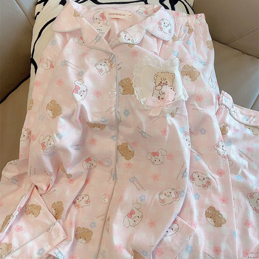 Pink Love Süßes Kätzchen-Pyjama-Set KI474