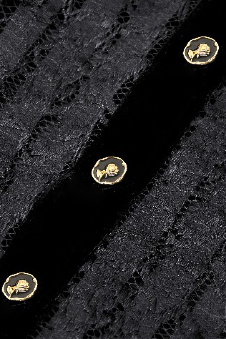 Gothic Velvet Short Dress with Lace Trim and Extended Sleeves