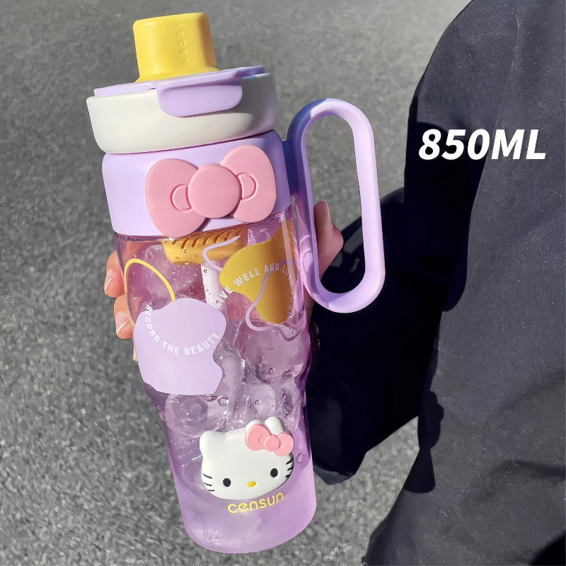 Bouteille avec paille en forme de chat de dessin animé 850 ml KI685