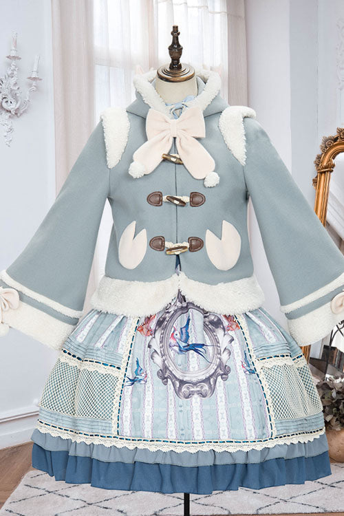 Sweet Lolita Cape Coat with Autumn Winter Double Collar, Bowknot, Single Breasted