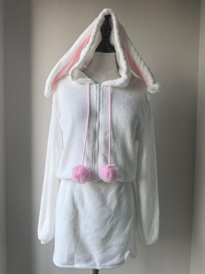 Bunny Hooded Top + Cute Bunny Mini Skirt