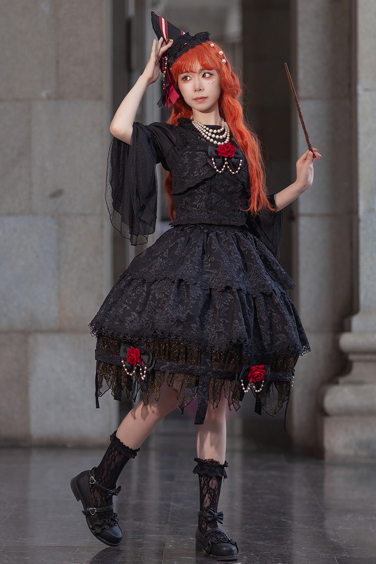 Double-Layered Ruffle Lace Gothic Skirt - Apprentice Witch
