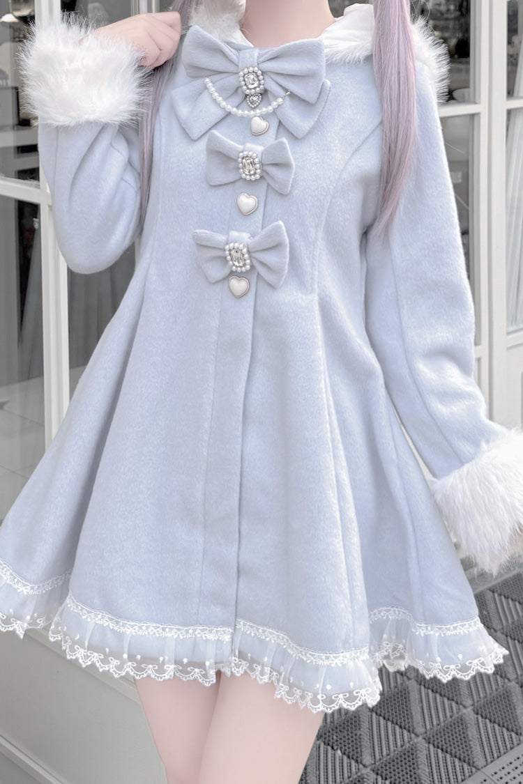 Bowknot Rabbit Ears Detachable Hooded Japanese Jirai Kei Coat with Long Sleeves
