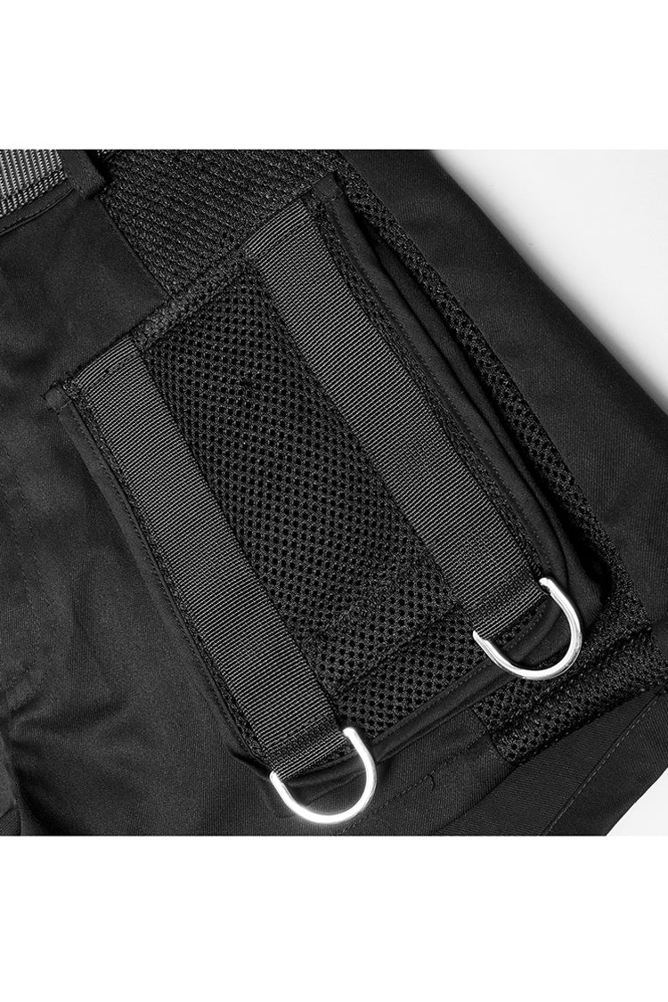 Women's Punk Shorts with High Waist and Multi-Level Pocket Clasp Belt