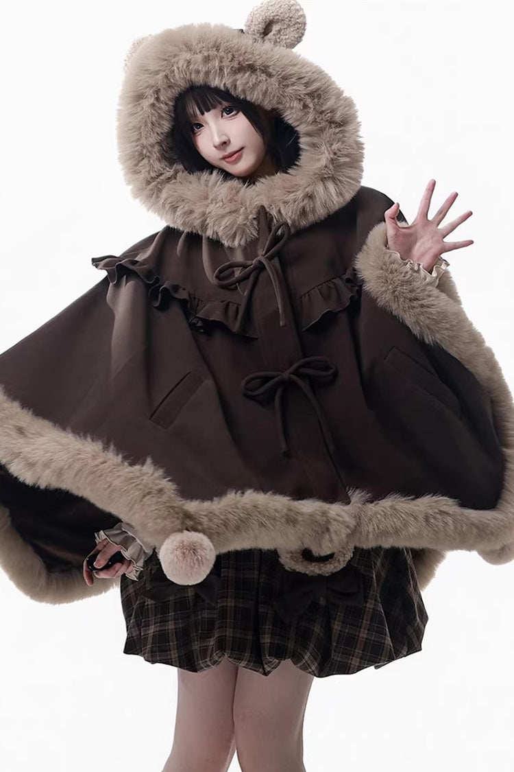Chocolate Plaid Ruffle Bow Strap Dress - Fluffy Little Bear