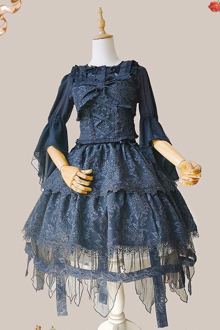 Double-Layered Ruffle Lace Gothic Skirt - Apprentice Witch