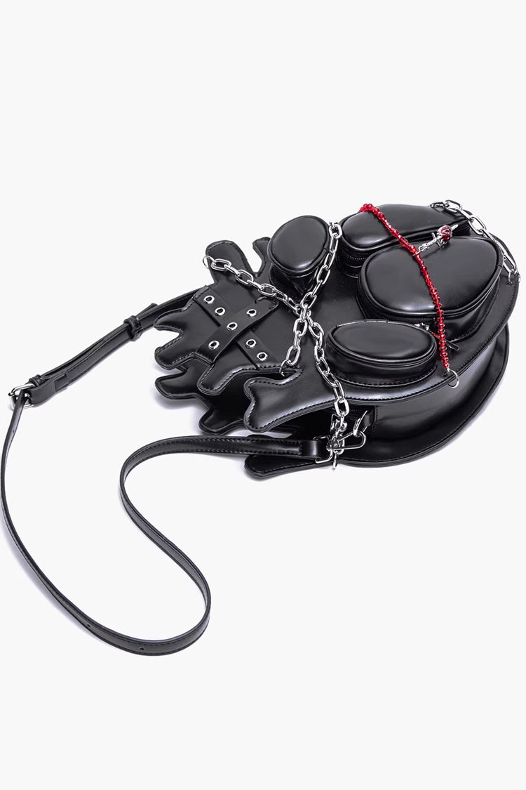 Gothic Lolita Backpack with Creative Heart, Chain and Binding Strap Details