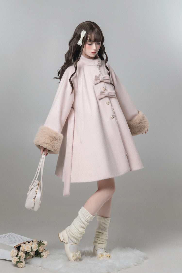 Bella SP Stand Collar Bow Coat Cloak, Long Sleeves Sweet Lolita Outerwear