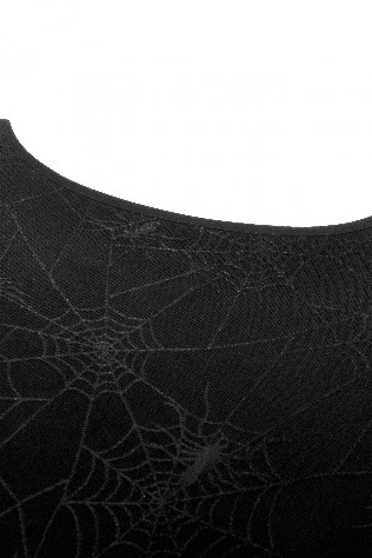 Elegant Witch Long Dress with Spiderweb Lace-Up and Extended Sleeves