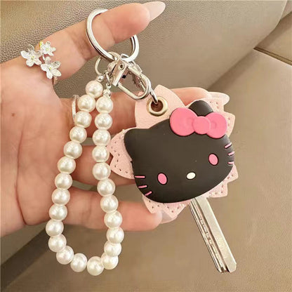 Cartoon Kitty Floral Key Card Cover