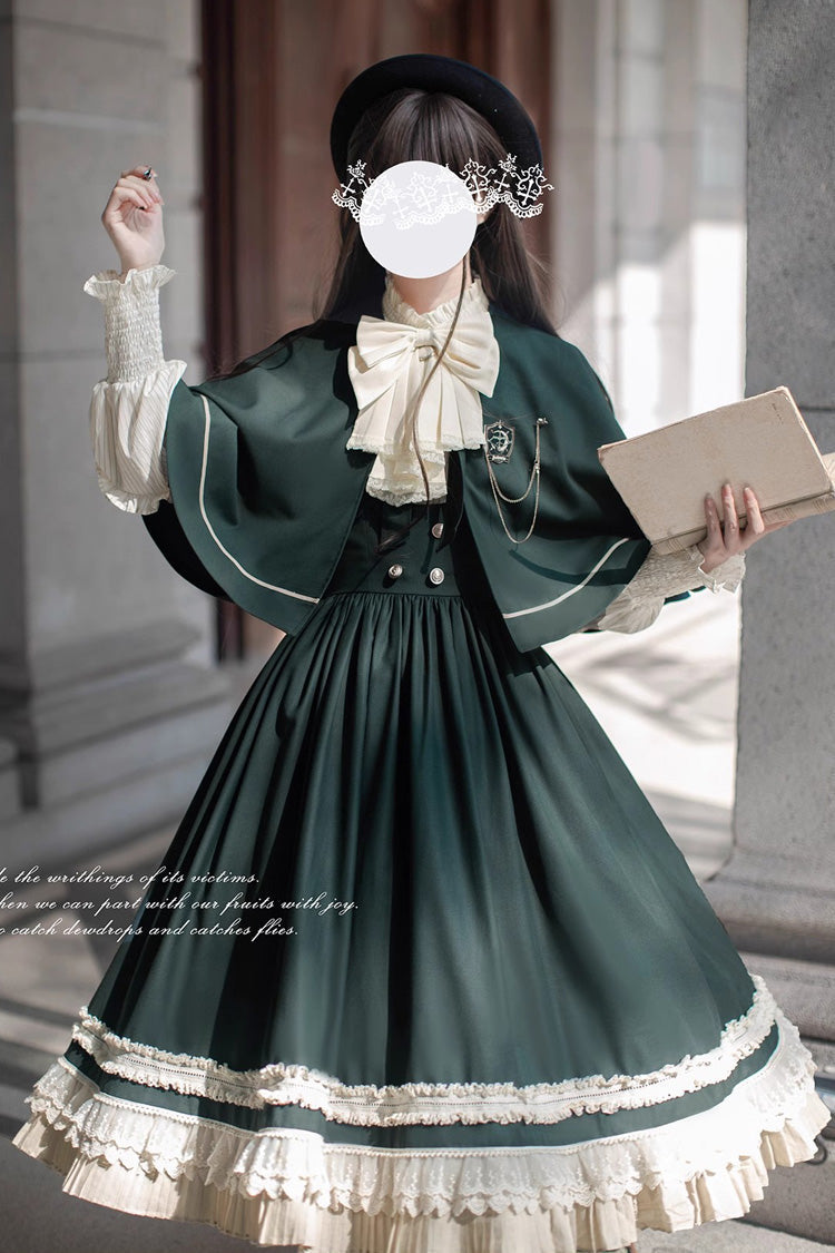 Emerald Artemis SP Ruffle Bow Lace College Style Elegant Lolita Jumper Gown