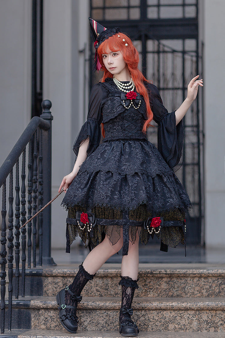 Double-Layered Ruffle Lace Gothic Skirt - Apprentice Witch