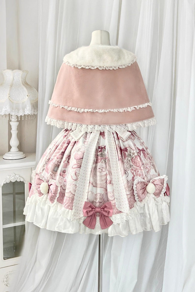 Cat Dessert House Print Ruffle Bow Lolita JSK Set