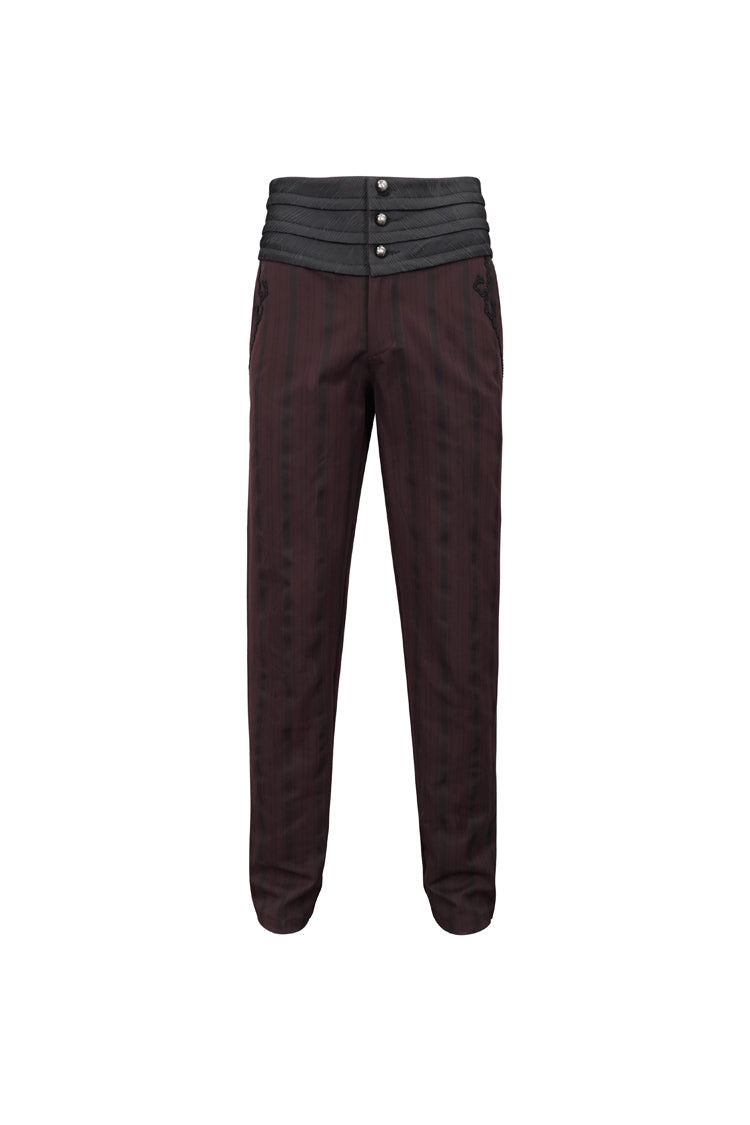 Scarlet Textured Gothic Pants with Striped Weave and High Waist