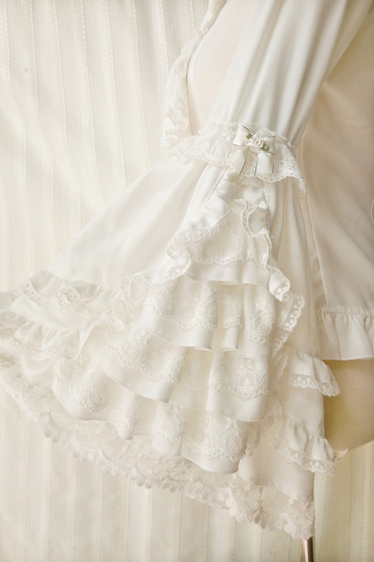 Flared Princess Sleeve Ruffle Bow Lace Gorgeous Lolita Top - 2 Hues
