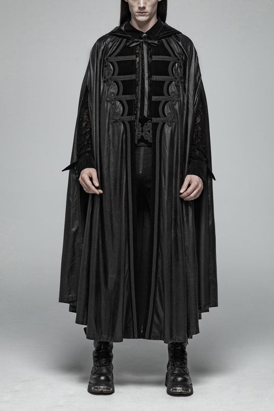 Hooded Embroidered Cloak Coat for Men - Gothic Edge
