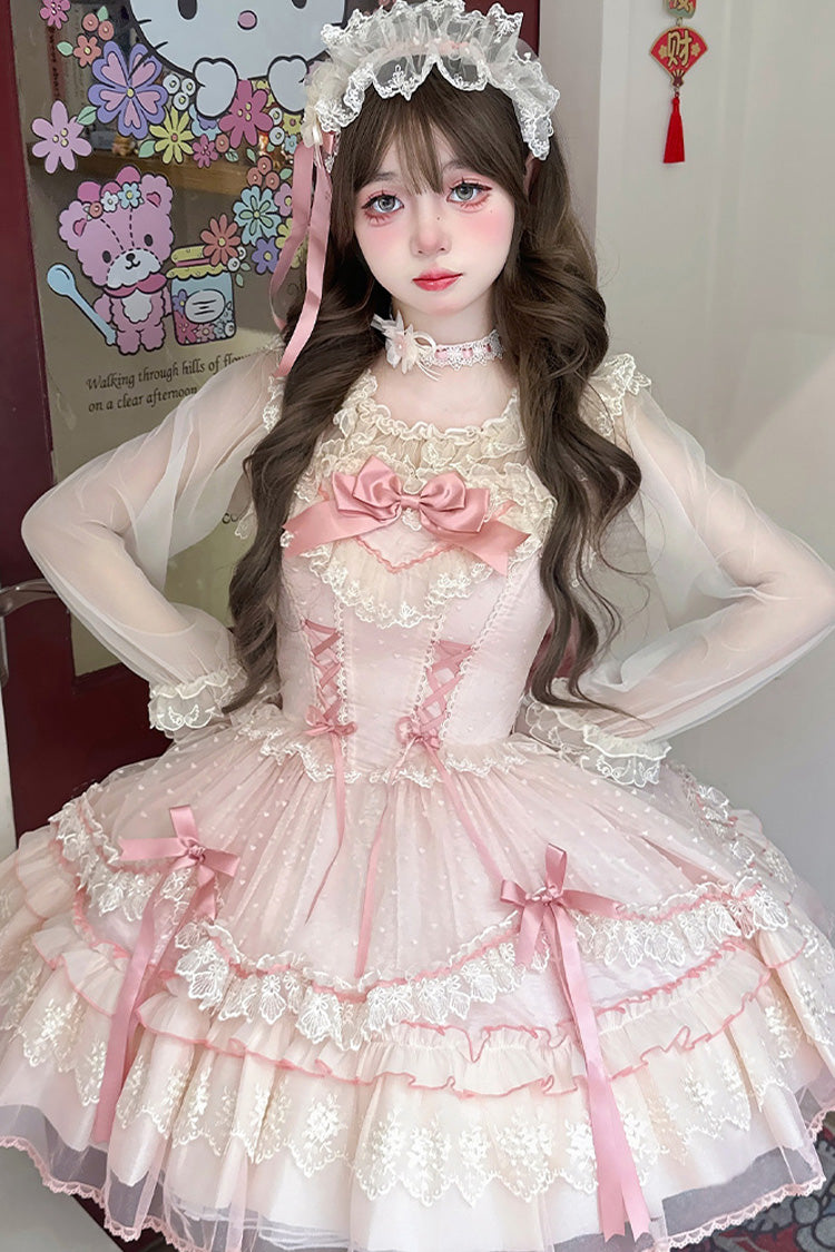 Candy House Sleeveless Ruffle Bow Lace-Up Lolita JSK