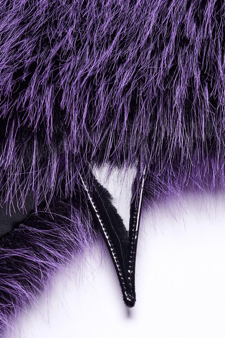 Violet Stand Collar Sleeveless Gradient Faux Fur Women's Gothic Cape