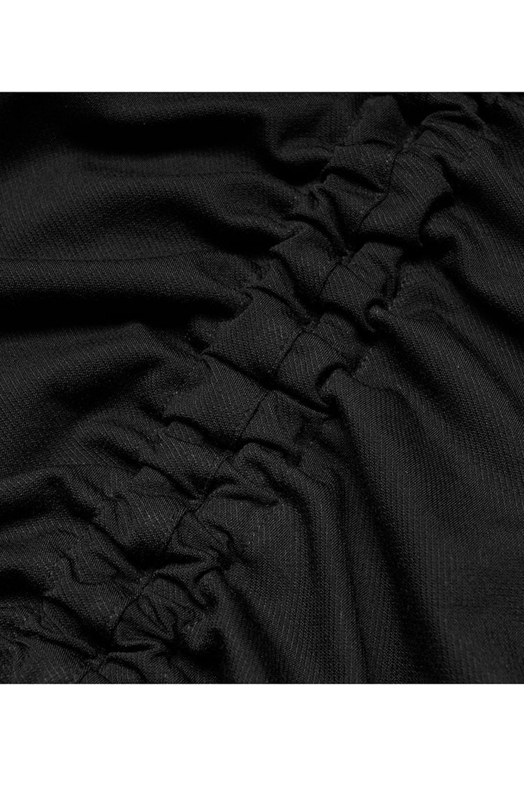 Punk Dress with Knitted Stretch Hollow Design Drawstring and Halter Neck