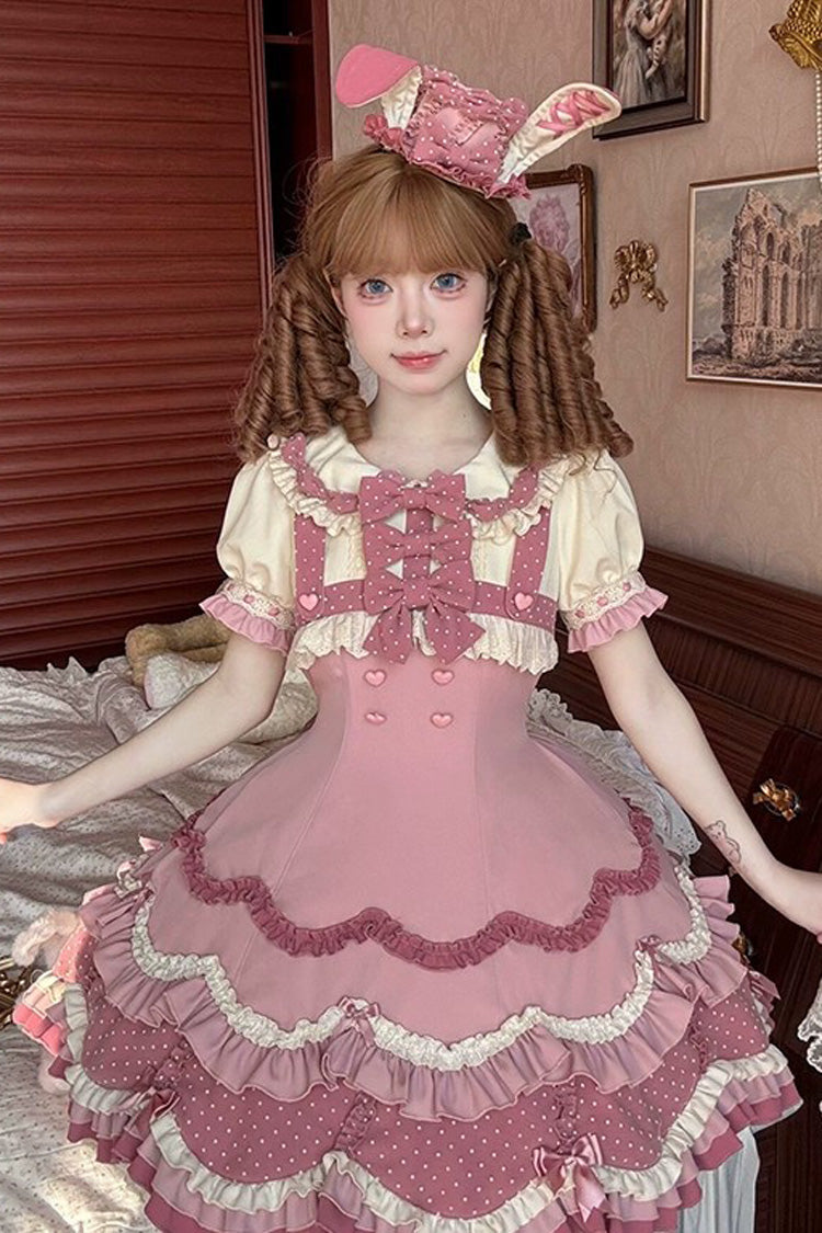 Bunny Parfait Short-Sleeve Multi-Layer Ruffle Bow Lolita Dress