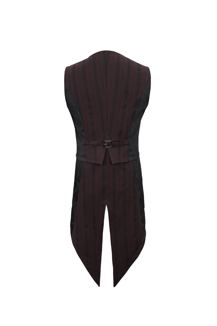 Burgundy Punk Tailcoat with Detachable Swallowtail and Texture