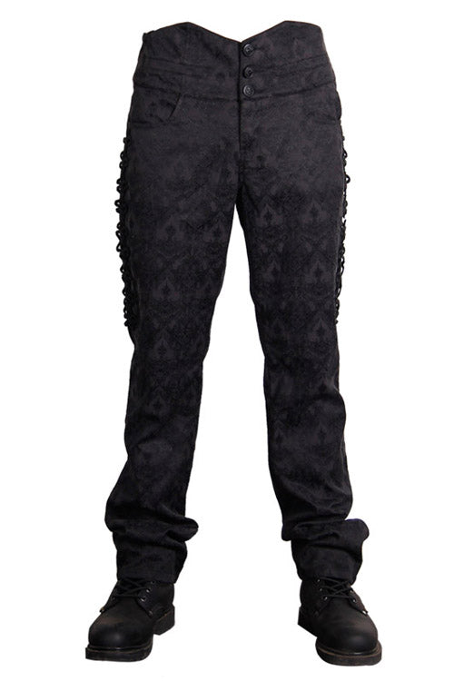 Jacquard Trousers with Side Disc Accents and Back Lacing