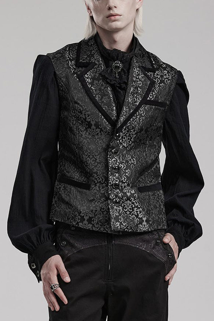 Gothic Men's Sleeveless Vest with Gem Buttons and V-Neck - Two Colorways