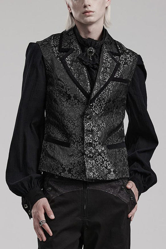 Gothic Men's Sleeveless Vest with Gem Buttons and V-Neck - Two Colorways