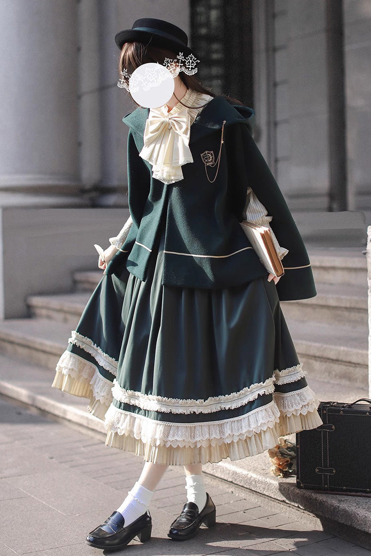 Emerald Artemis SP Ruffle Bow Lace College Style Elegant Lolita Jumper Gown