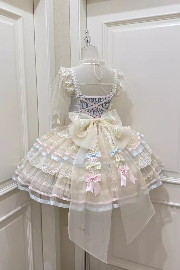 Triple-Layered Ruffled Bow Lace Balletcore JSK - Butterfly Heart Ballet