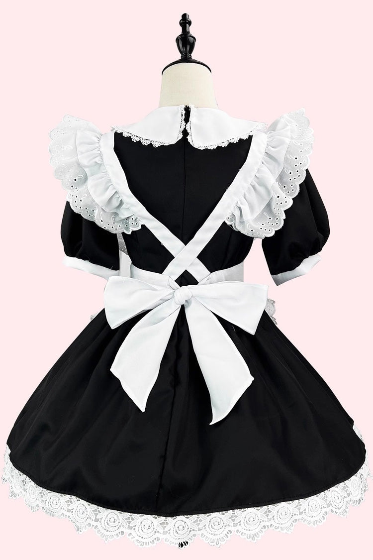 Sweet Plus Size Lolita Dress Set with Ruffles and Bowknot - Maid Style - Two Tones