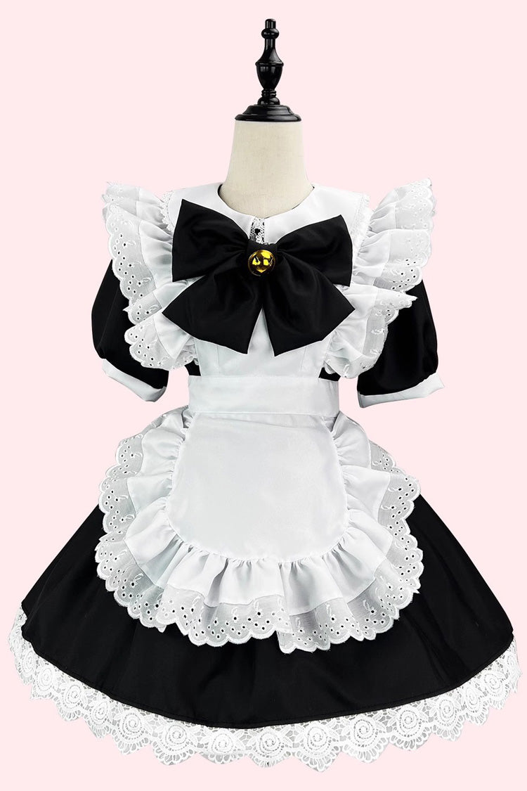 Sweet Plus Size Lolita Dress Set with Ruffles and Bowknot - Maid Style - Two Tones
