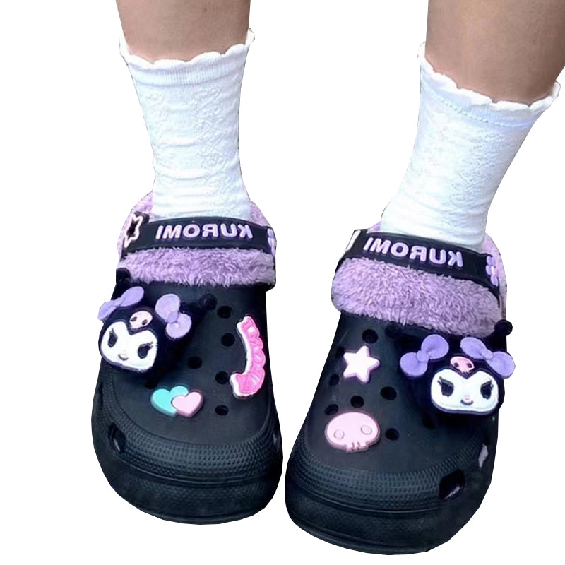 Schöne Kawaii warme Plüschschuhe mit Löchern - Kimi