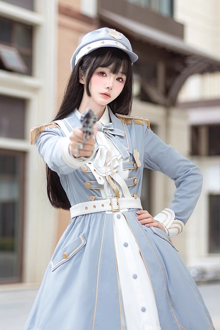 Azure Star Ocean Fantasy Cardigan Bowknot Military Elegant Lolita Dress