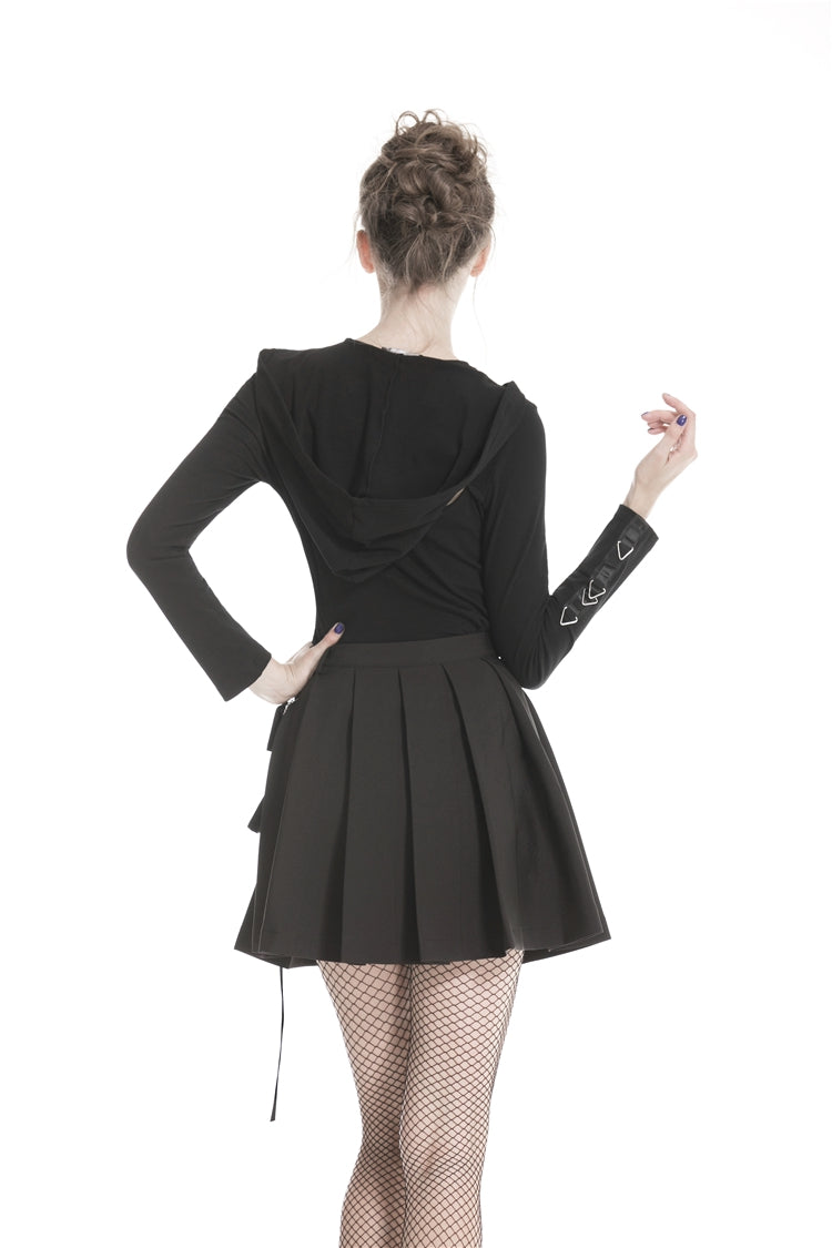 Zippered Pleated Punk Mini Skirt with Side Bag