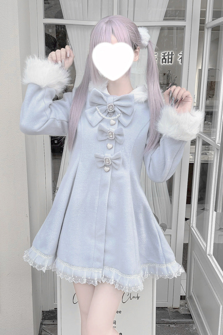Bowknot Rabbit Ears Detachable Hooded Japanese Jirai Kei Coat with Long Sleeves
