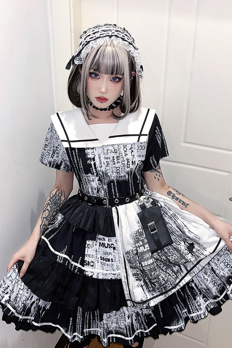 Asymmetric Punk Lolita Dress with Multi-Layered Ruffles