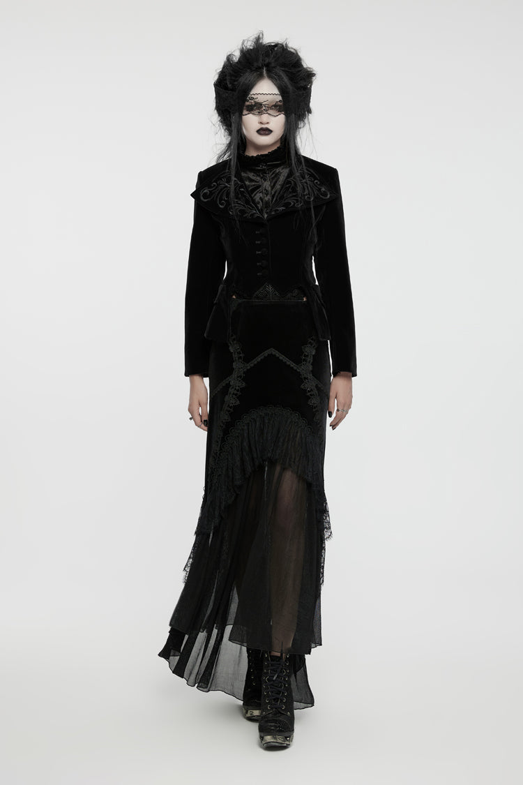 Gothic Velvet Jacket with Swallow-Tailed Hem
